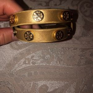 Tory Burch Gold Leather Wrap Bracelet